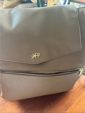 Freshly Picked Taupe Leather Backpack with Gold Accent